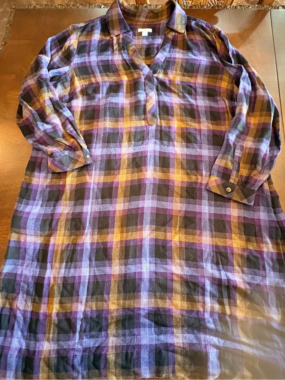J. Jill Purple and Black Plaid Long-Sleeve Dress